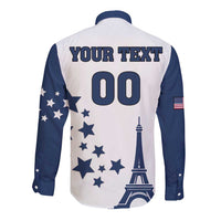 Custom USA Summer Sport 2024 Long Sleeve Button Shirt Eiffel Tower 2024 - Wonder Print Shop
