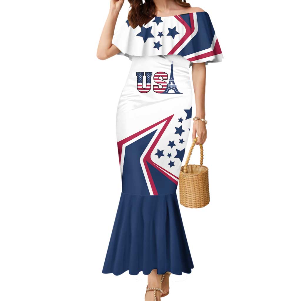 Custom USA Summer Sport 2024 Mermaid Dress Eiffel Tower 2024 - Wonder Print Shop