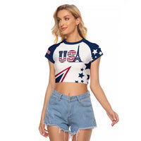 Custom USA Summer Sport 2024 Raglan Cropped T Shirt Eiffel Tower 2024 - Wonder Print Shop