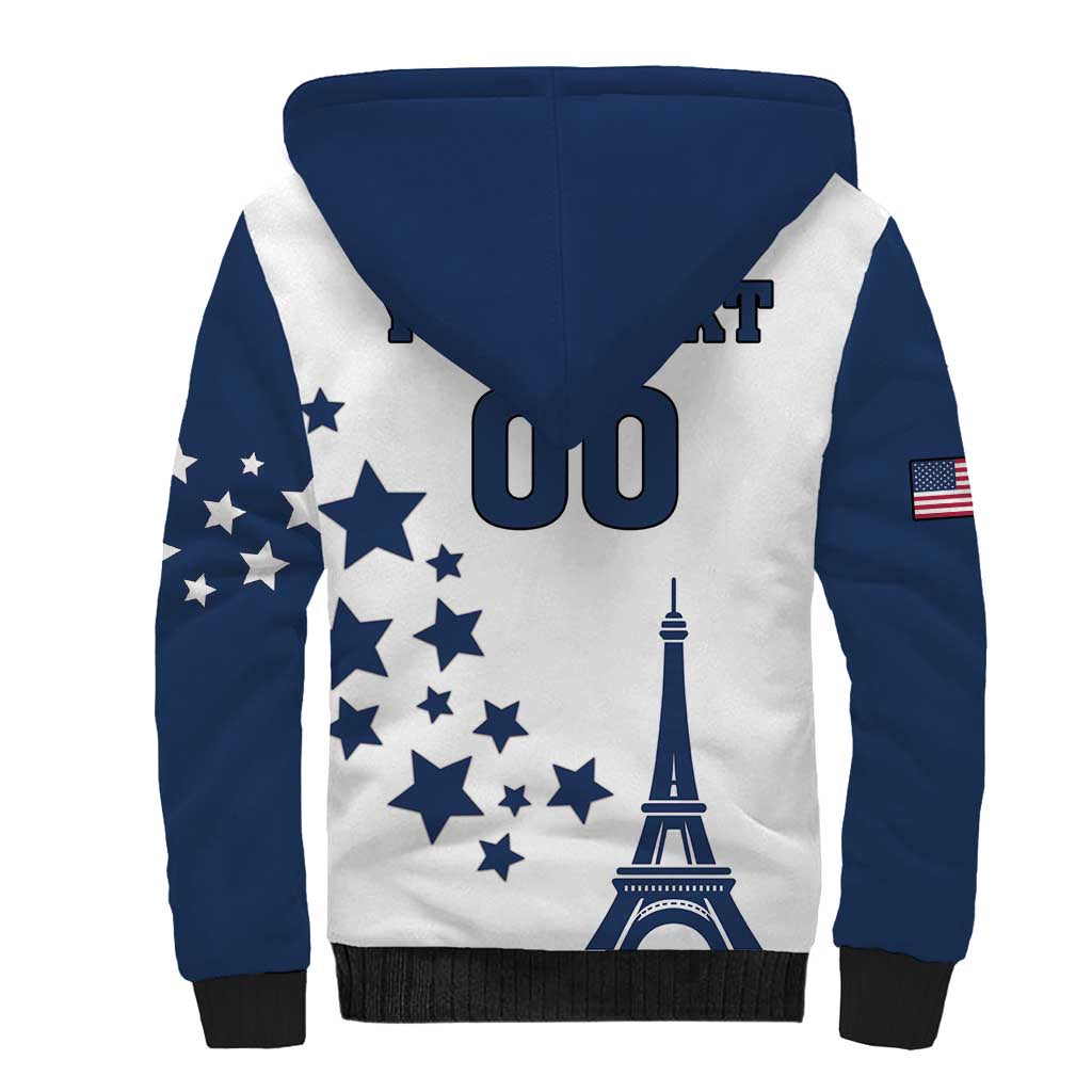 Custom USA Summer Sport 2024 Sherpa Hoodie Eiffel Tower 2024 - Wonder Print Shop