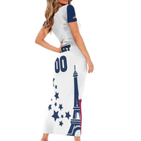 Custom USA Summer Sport 2024 Short Sleeve Bodycon Dress Eiffel Tower 2024 - Wonder Print Shop
