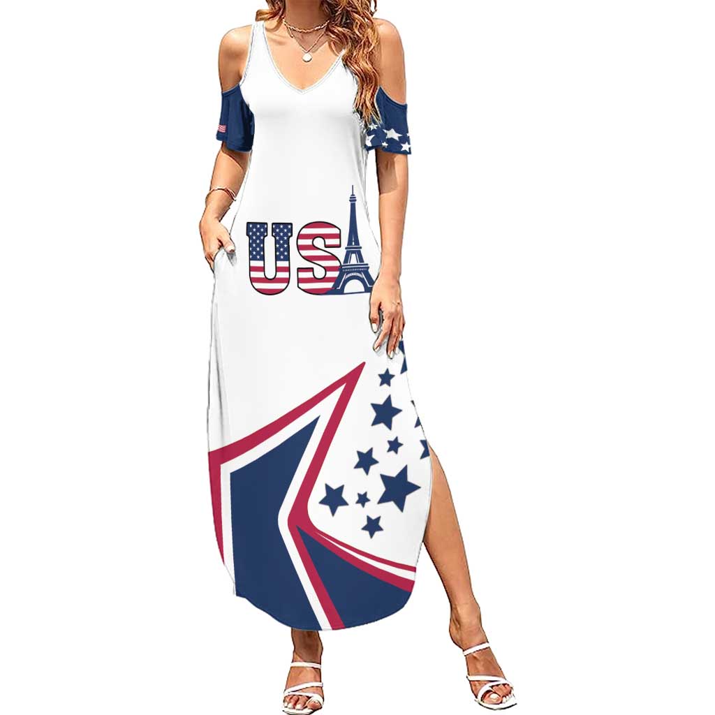 Custom USA Summer Sport 2024 Summer Maxi Dress Eiffel Tower 2024 - Wonder Print Shop