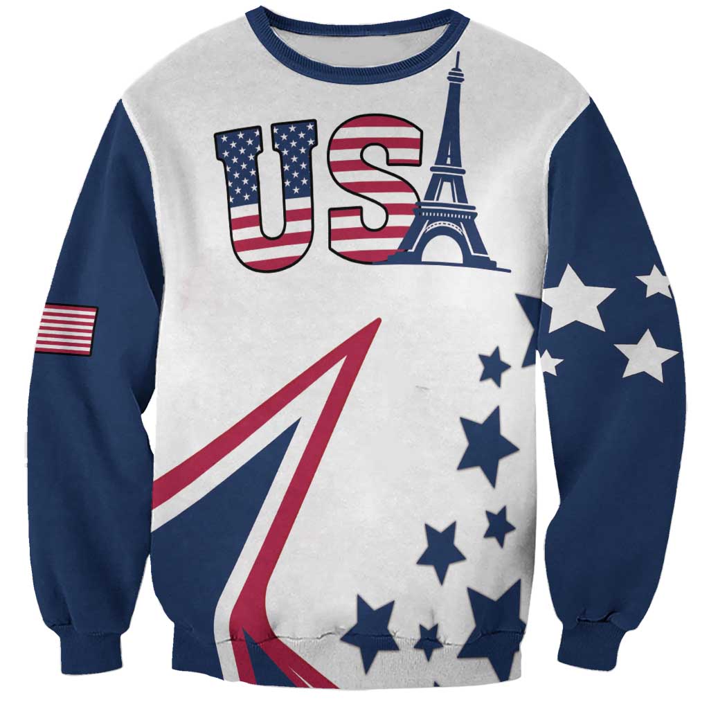 Custom USA Summer Sport 2024 Sweatshirt Eiffel Tower 2024 - Wonder Print Shop
