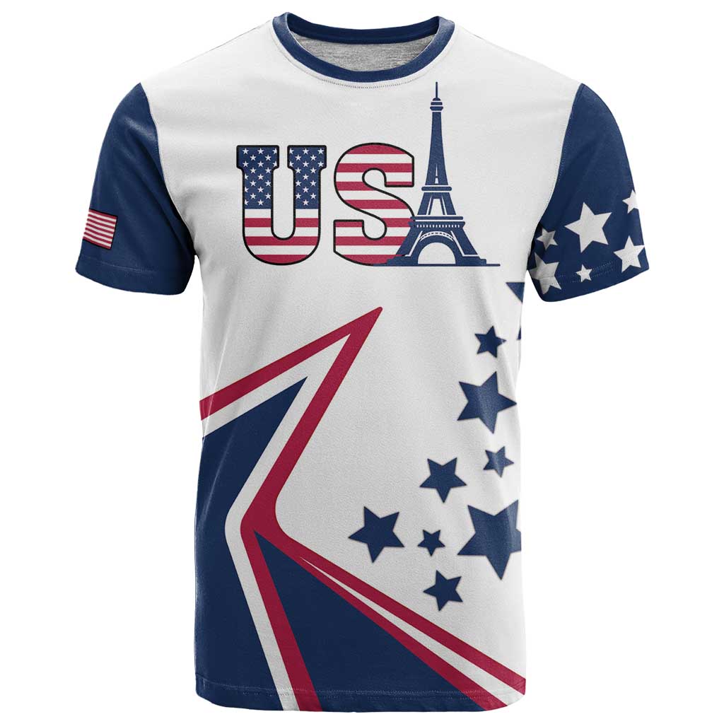 Custom USA Summer Sport 2024 T Shirt Eiffel Tower 2024 - Wonder Print Shop