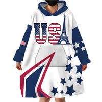 Custom USA Summer Sport 2024 Wearable Blanket Hoodie Eiffel Tower 2024 - Wonder Print Shop