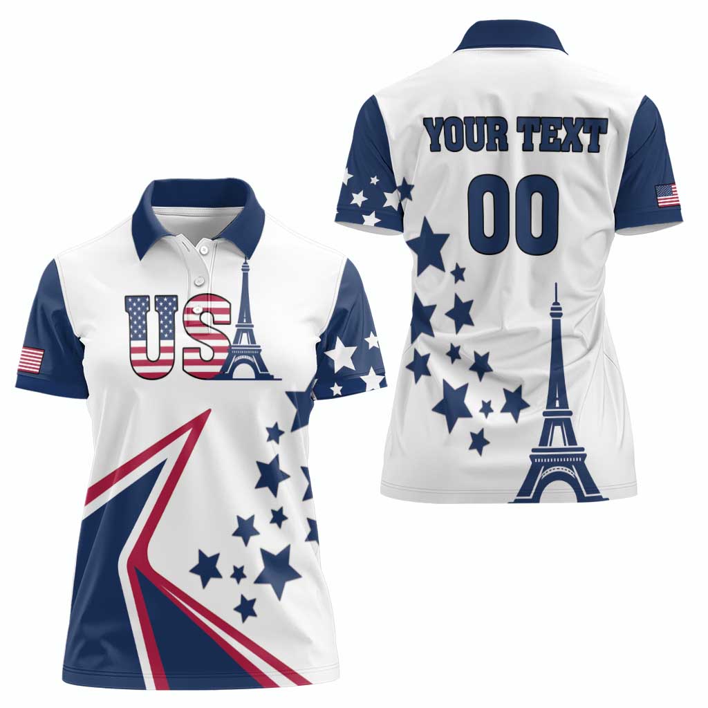 Custom USA Summer Sport 2024 Women Polo Shirt Eiffel Tower 2024 - Wonder Print Shop