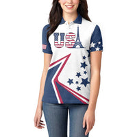 Custom USA Summer Sport 2024 Women Polo Shirt Eiffel Tower 2024 - Wonder Print Shop