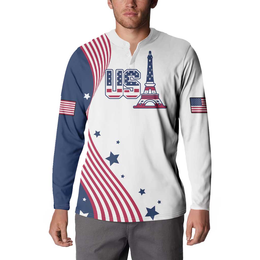 Custom USA Summer Sport 2024 Button Sweatshirt Flag Of The United States - Wonder Print Shop