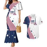 Custom USA Summer Sport 2024 Couples Matching Mermaid Dress and Hawaiian Shirt Flag Of The United States - Wonder Print Shop