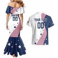Custom USA Summer Sport 2024 Couples Matching Mermaid Dress and Hawaiian Shirt Flag Of The United States - Wonder Print Shop