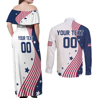 Custom USA Summer Sport 2024 Couples Matching Off Shoulder Maxi Dress and Long Sleeve Button Shirt Flag Of The United States - Wonder Print Shop