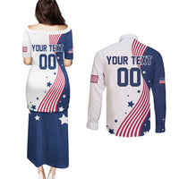 Custom USA Summer Sport 2024 Couples Matching Puletasi and Long Sleeve Button Shirt Flag Of The United States - Wonder Print Shop