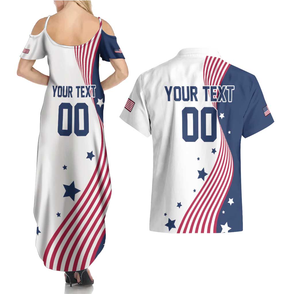 Custom USA Summer Sport 2024 Couples Matching Summer Maxi Dress and Hawaiian Shirt Flag Of The United States - Wonder Print Shop