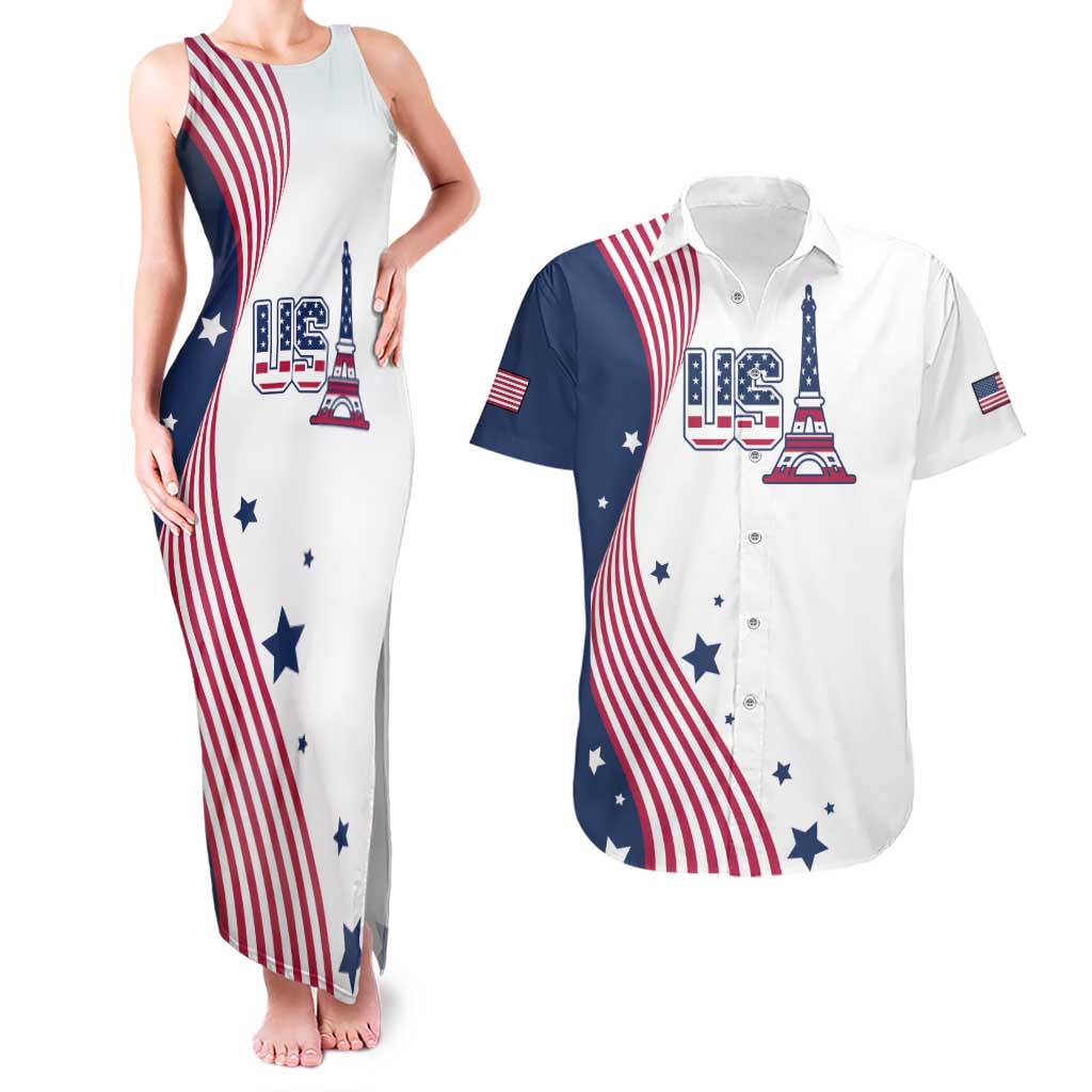 Custom USA Summer Sport 2024 Couples Matching Tank Maxi Dress and Hawaiian Shirt Flag Of The United States - Wonder Print Shop