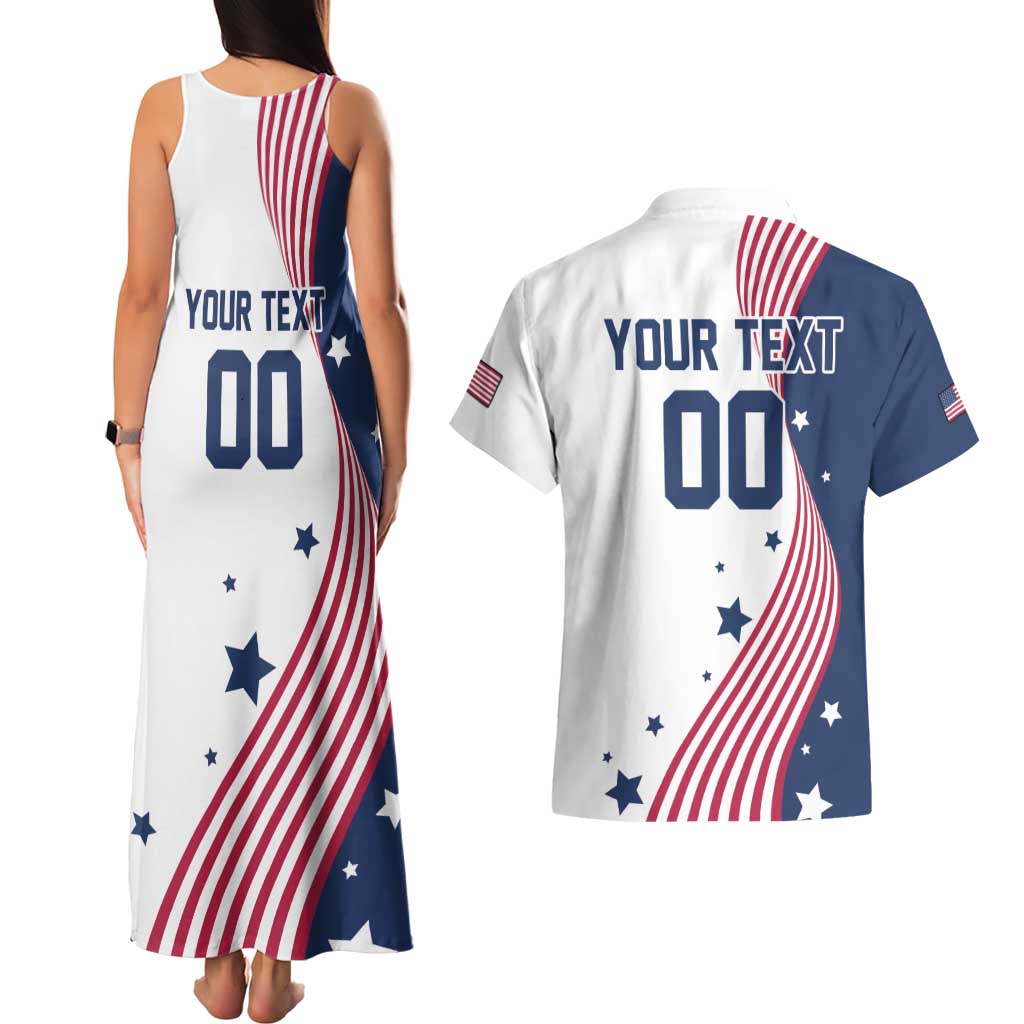 Custom USA Summer Sport 2024 Couples Matching Tank Maxi Dress and Hawaiian Shirt Flag Of The United States - Wonder Print Shop