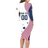 Custom USA Summer Sport 2024 Family Matching Long Sleeve Bodycon Dress and Hawaiian Shirt Flag Of The United States - Wonder Print Shop