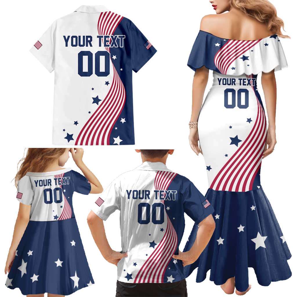 Custom USA Summer Sport 2024 Family Matching Mermaid Dress and Hawaiian Shirt Flag Of The United States - Wonder Print Shop