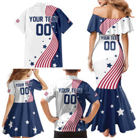 Custom USA Summer Sport 2024 Family Matching Mermaid Dress and Hawaiian Shirt Flag Of The United States - Wonder Print Shop