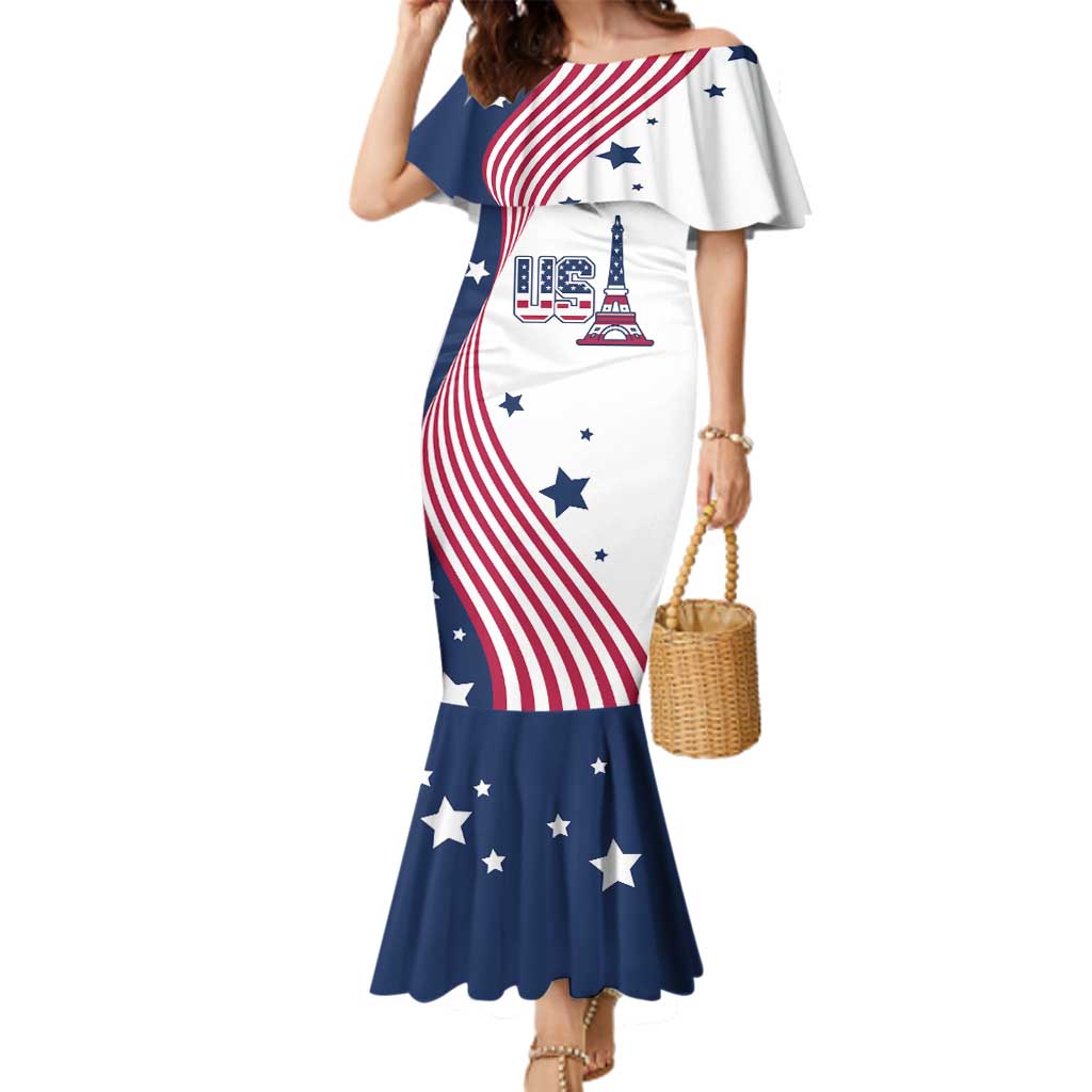 Custom USA Summer Sport 2024 Family Matching Mermaid Dress and Hawaiian Shirt Flag Of The United States - Wonder Print Shop