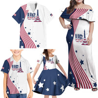 Custom USA Summer Sport 2024 Family Matching Off Shoulder Maxi Dress and Hawaiian Shirt Flag Of The United States - Wonder Print Shop