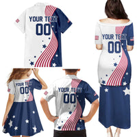 Custom USA Summer Sport 2024 Family Matching Puletasi and Hawaiian Shirt Flag Of The United States - Wonder Print Shop