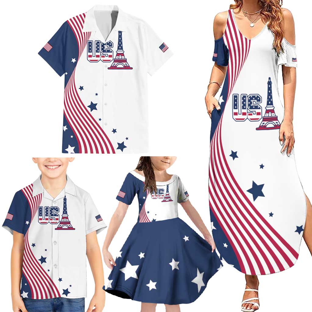 Custom USA Summer Sport 2024 Family Matching Summer Maxi Dress and Hawaiian Shirt Flag Of The United States - Wonder Print Shop