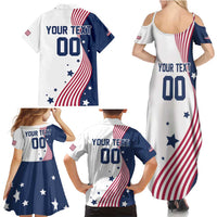 Custom USA Summer Sport 2024 Family Matching Summer Maxi Dress and Hawaiian Shirt Flag Of The United States - Wonder Print Shop