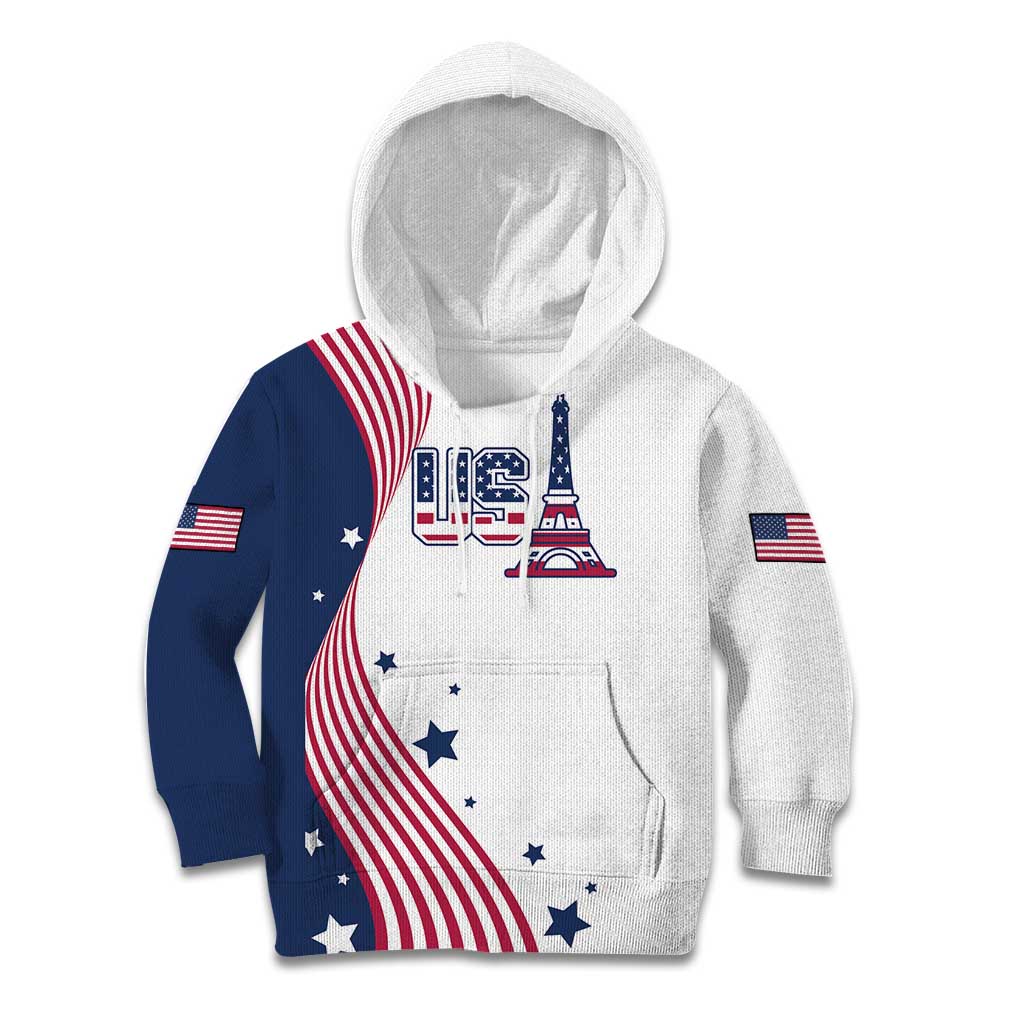 Custom USA Summer Sport 2024 Kid Hoodie Flag Of The United States - Wonder Print Shop