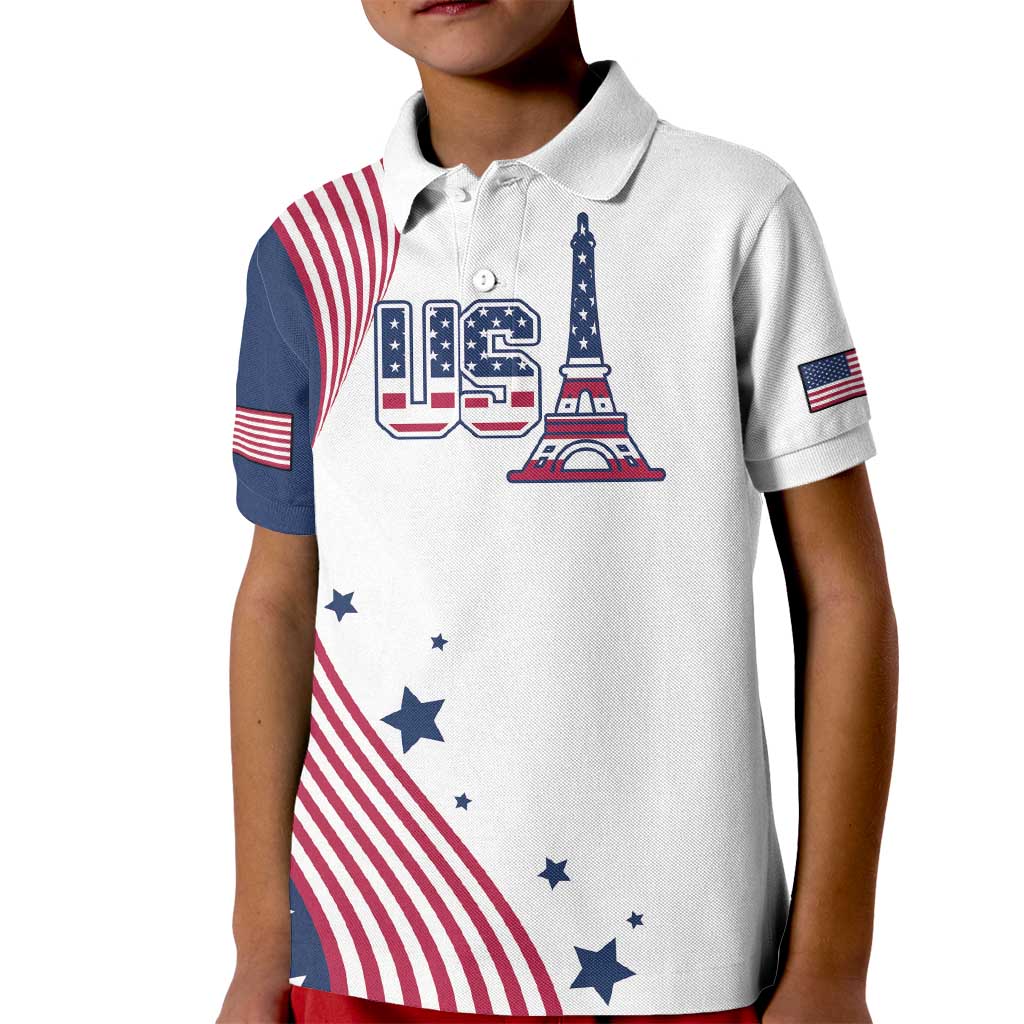 Custom USA Summer Sport 2024 Kid Polo Shirt Flag Of The United States - Wonder Print Shop
