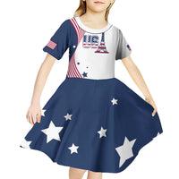 Custom USA Summer Sport 2024 Kid Short Sleeve Dress Flag Of The United States - Wonder Print Shop
