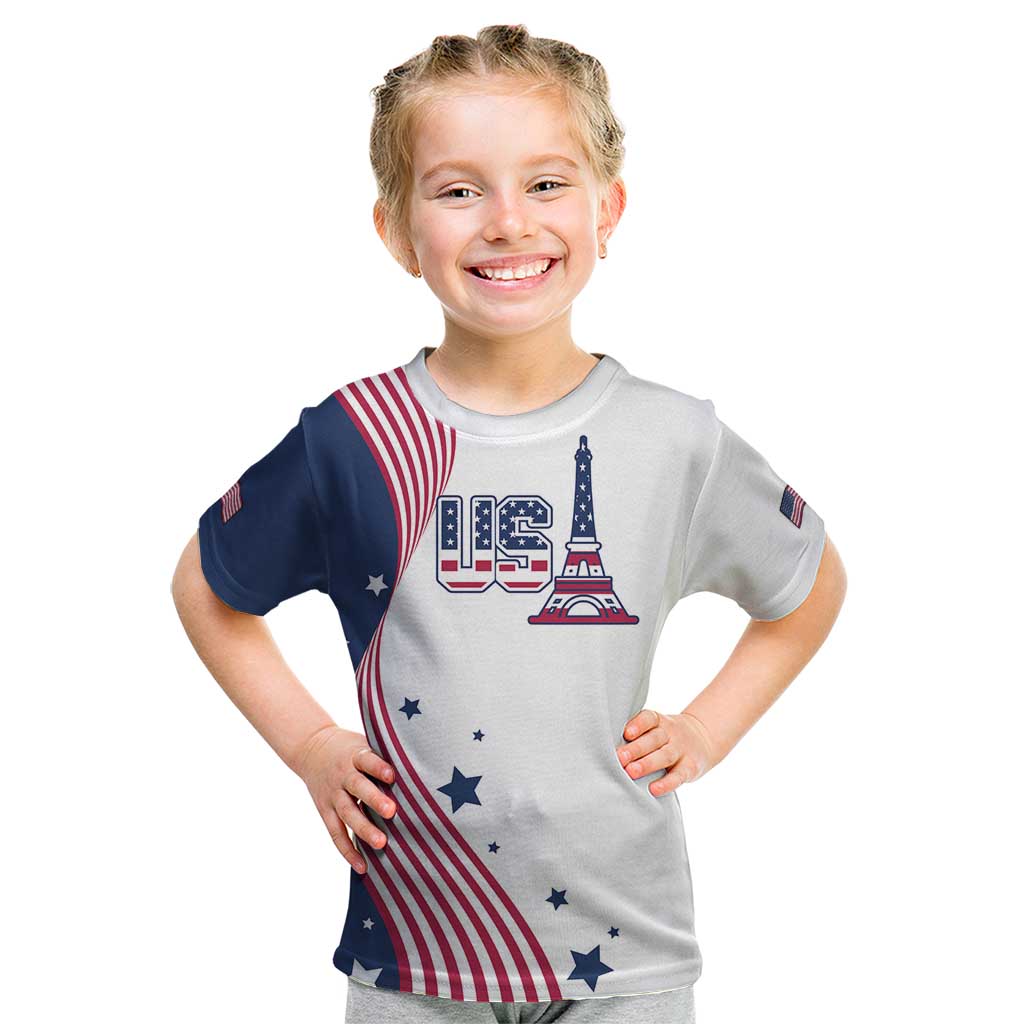 Custom USA Summer Sport 2024 Kid T Shirt Flag Of The United States - Wonder Print Shop