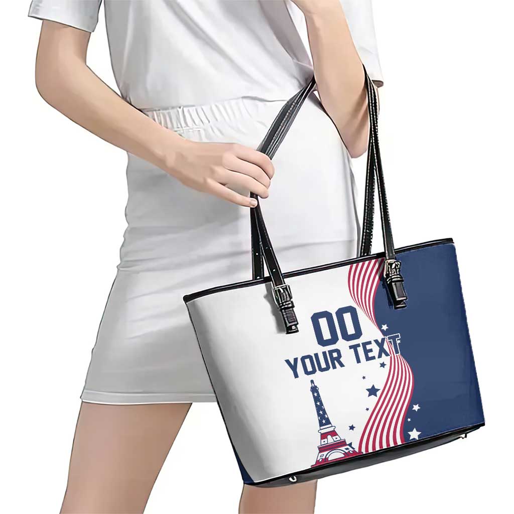 Custom USA Summer Sport 2024 Leather Tote Bag Flag Of The United States - Wonder Print Shop