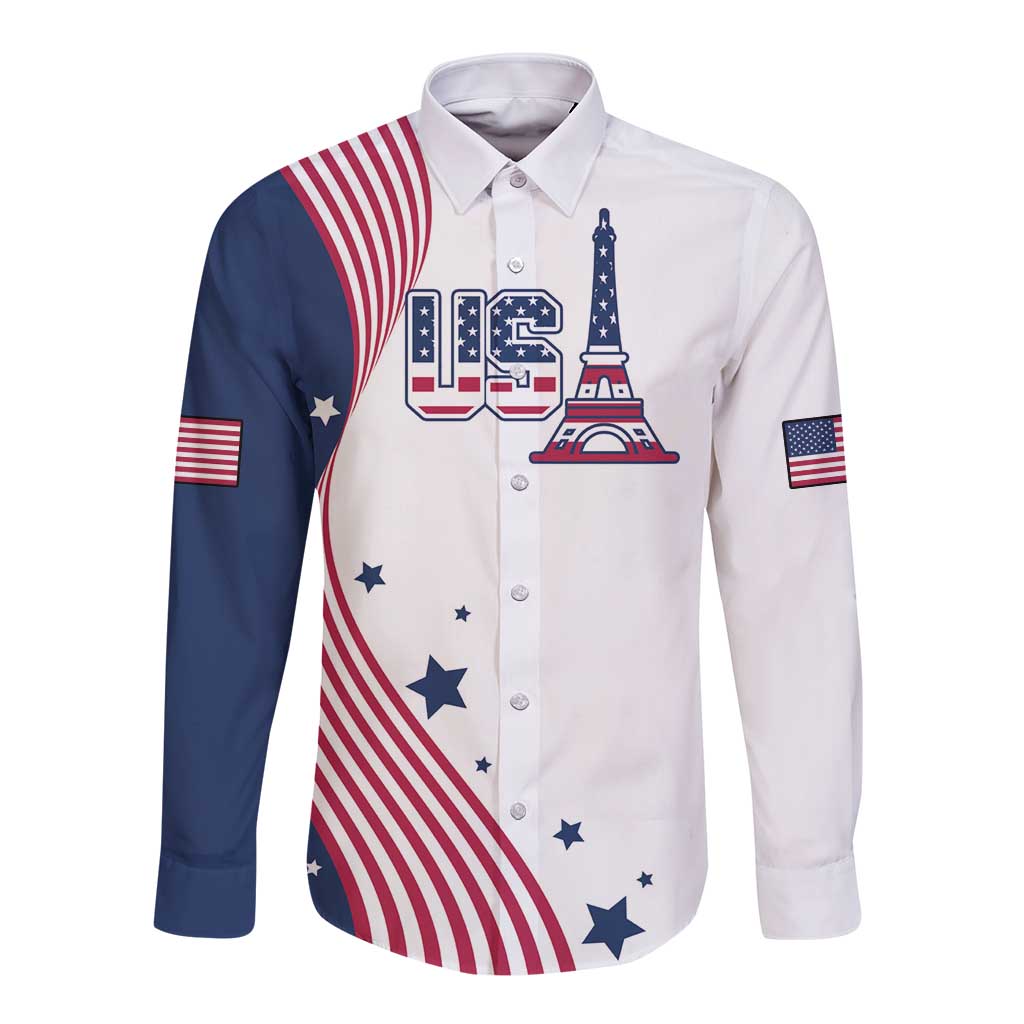 Custom USA Summer Sport 2024 Long Sleeve Button Shirt Flag Of The United States - Wonder Print Shop