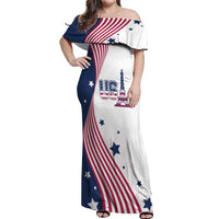 Custom USA Summer Sport 2024 Off Shoulder Maxi Dress Flag Of The United States - Wonder Print Shop