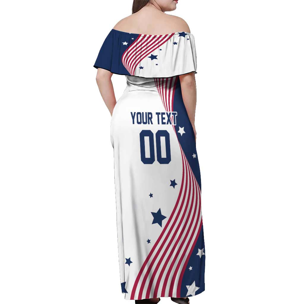 Custom USA Summer Sport 2024 Off Shoulder Maxi Dress Flag Of The United States - Wonder Print Shop