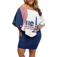 Custom USA Summer Sport 2024 Off Shoulder Short Dress Flag Of The United States - Wonder Print Shop