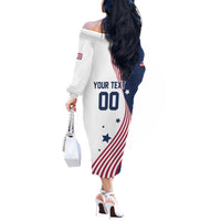 Custom USA Summer Sport 2024 Off The Shoulder Long Sleeve Dress Flag Of The United States - Wonder Print Shop