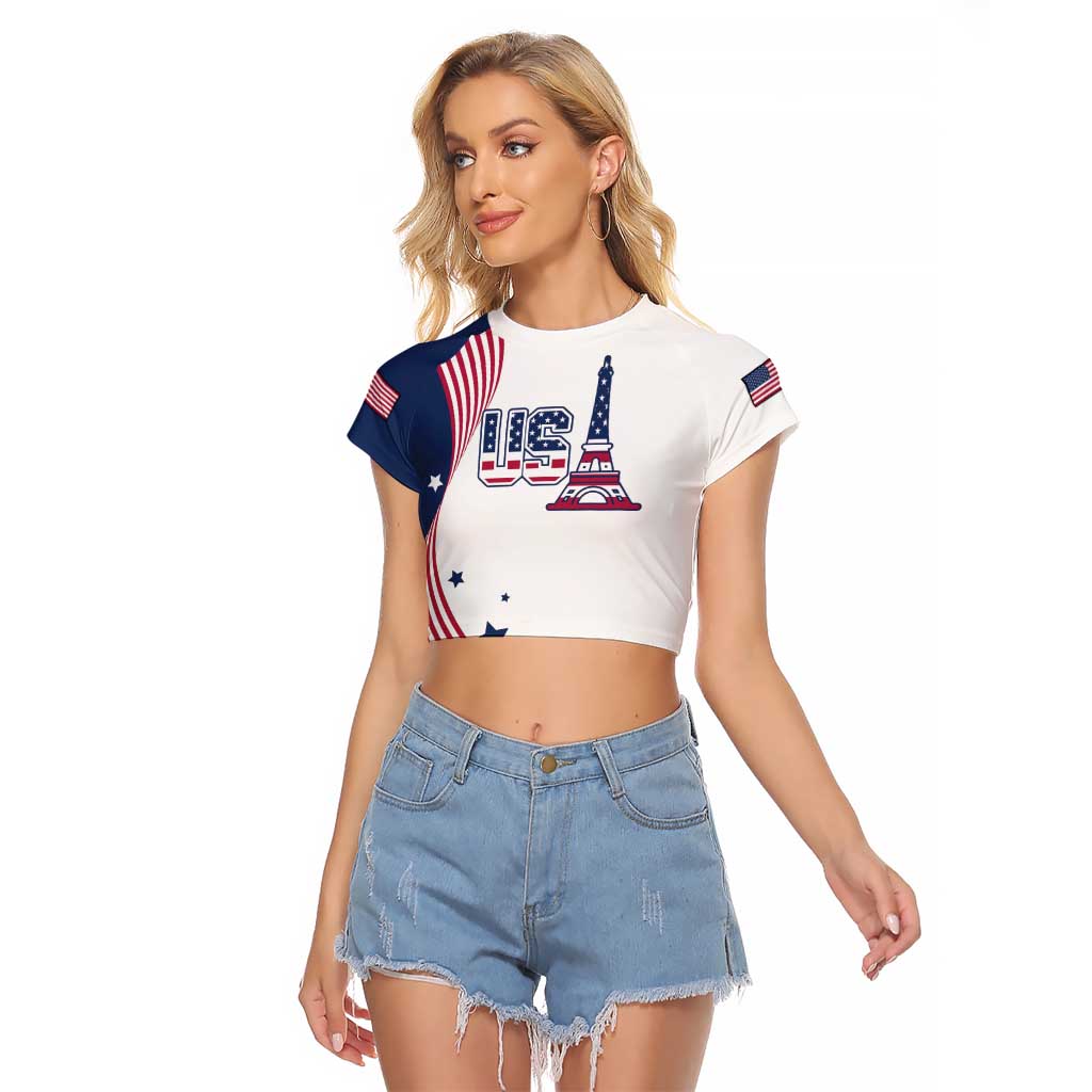 Custom USA Summer Sport 2024 Raglan Cropped T Shirt Flag Of The United States - Wonder Print Shop