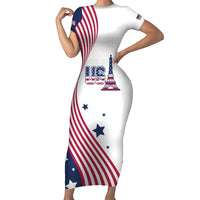 Custom USA Summer Sport 2024 Short Sleeve Bodycon Dress Flag Of The United States - Wonder Print Shop