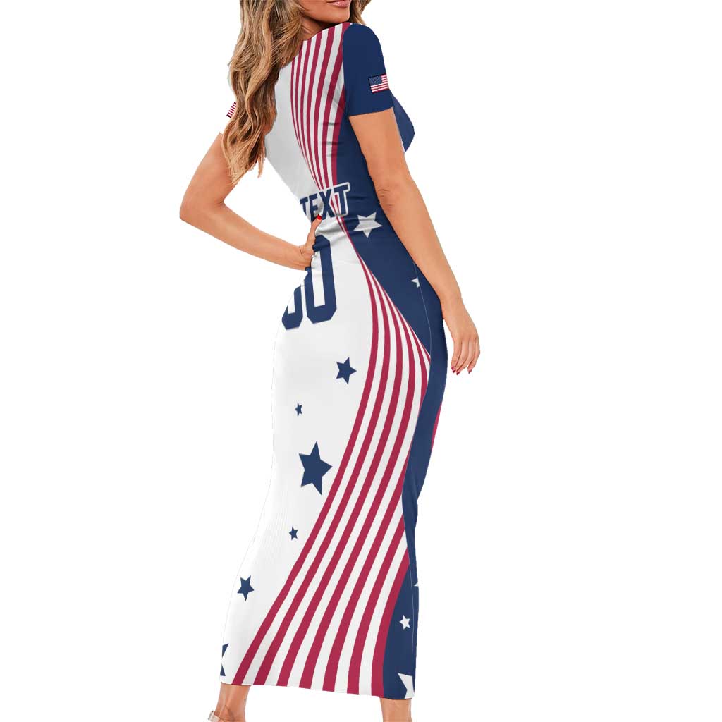 Custom USA Summer Sport 2024 Short Sleeve Bodycon Dress Flag Of The United States - Wonder Print Shop