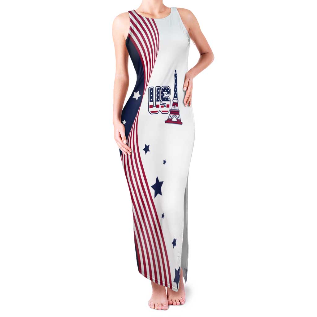 Custom USA Summer Sport 2024 Tank Maxi Dress Flag Of The United States - Wonder Print Shop