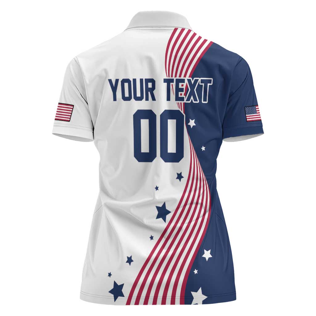 Custom USA Summer Sport 2024 Women Polo Shirt Flag Of The United States - Wonder Print Shop