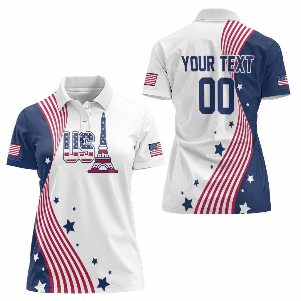 Custom USA Summer Sport 2024 Women Polo Shirt Flag Of The United States - Wonder Print Shop