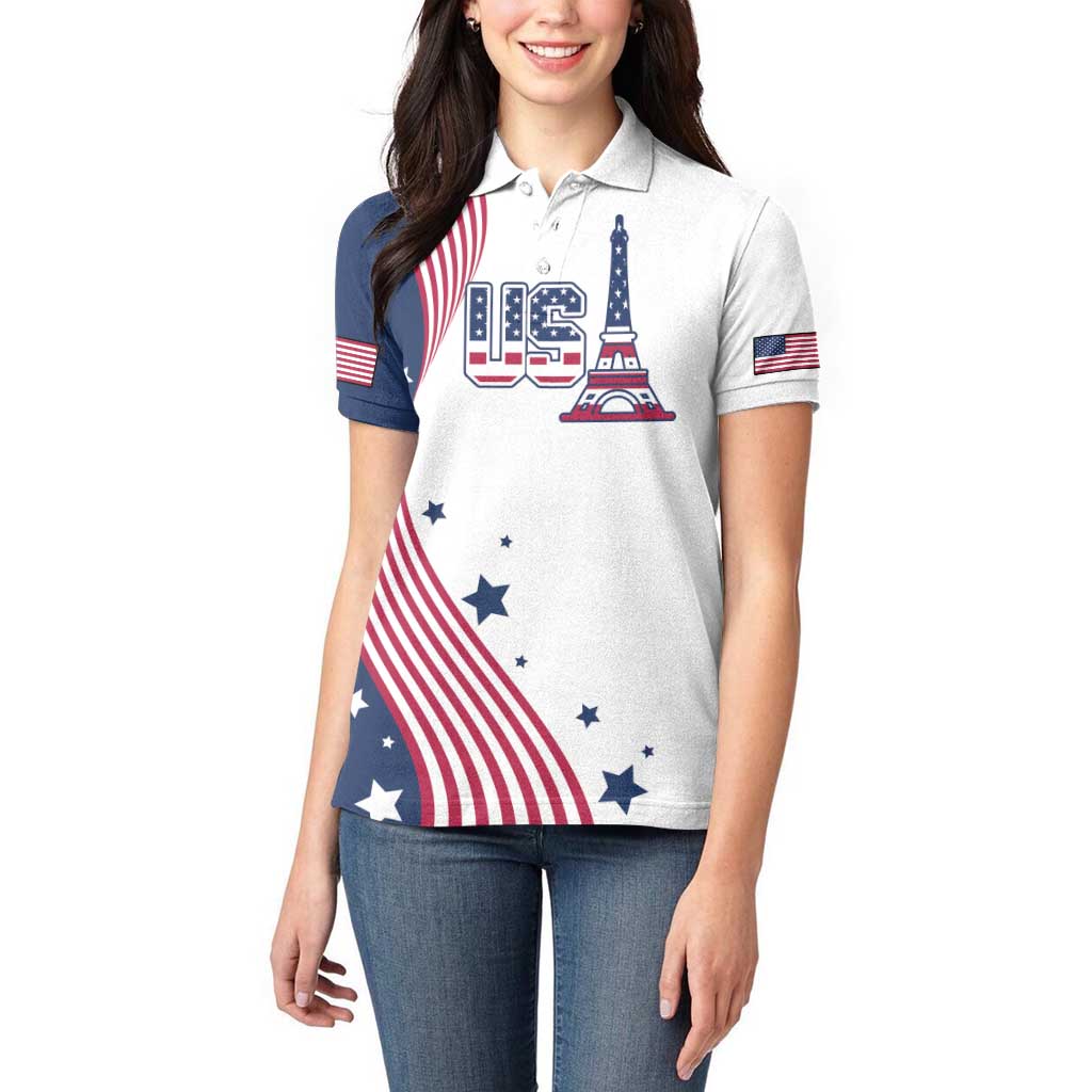 Custom USA Summer Sport 2024 Women Polo Shirt Flag Of The United States - Wonder Print Shop