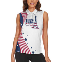 Custom USA Summer Sport 2024 Women Sleeveless Polo Shirt Flag Of The United States - Wonder Print Shop
