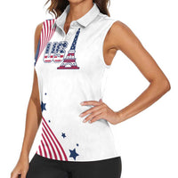 Custom USA Summer Sport 2024 Women Sleeveless Polo Shirt Flag Of The United States - Wonder Print Shop