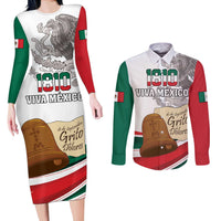 Custom Mexico Independence Day Couples Matching Long Sleeve Bodycon Dress and Long Sleeve Button Shirt El Grito De Independencia - Wonder Print Shop