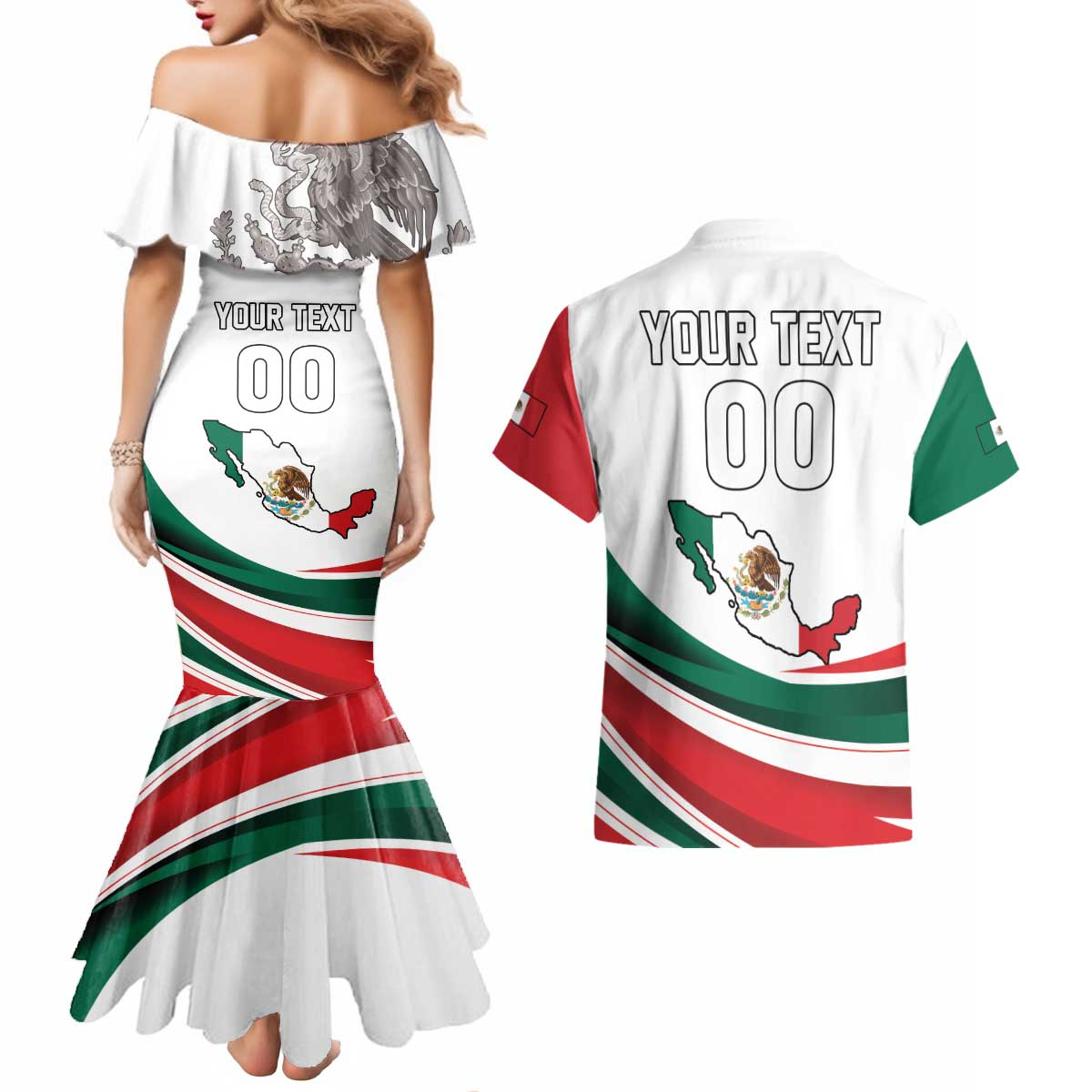 Custom Mexico Independence Day Couples Matching Mermaid Dress and Hawaiian Shirt El Grito De Independencia - Wonder Print Shop