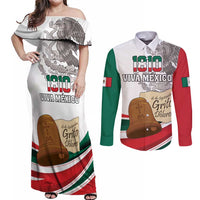Custom Mexico Independence Day Couples Matching Off Shoulder Maxi Dress and Long Sleeve Button Shirt El Grito De Independencia - Wonder Print Shop