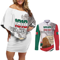 Custom Mexico Independence Day Couples Matching Off Shoulder Short Dress and Long Sleeve Button Shirt El Grito De Independencia - Wonder Print Shop